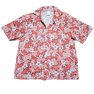 Rubies Costume Co Magnum PI Hawaiian Aloha Shirt Mens Button-up Large Salmon